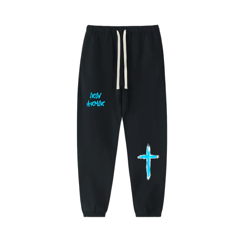 unbothered graffiti street wear sweat pants black front view