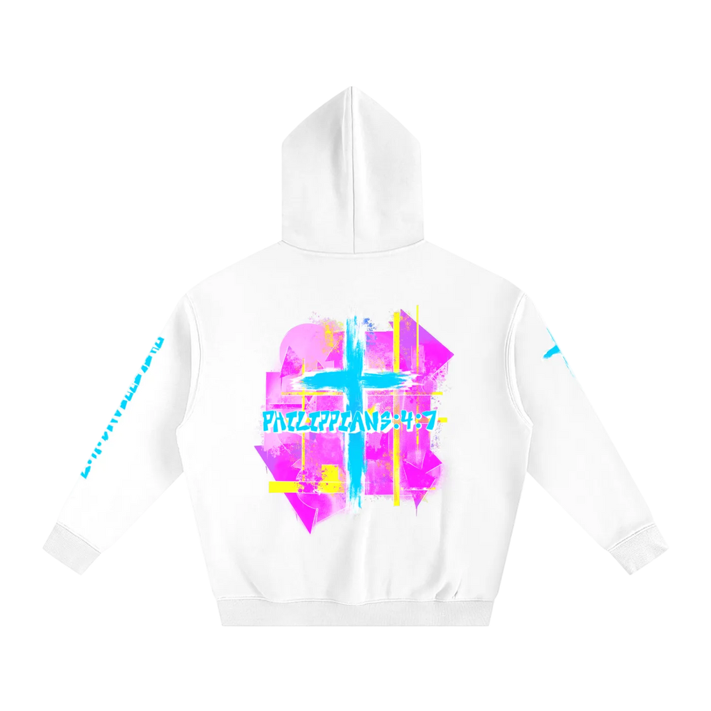 unbothered Street Wear hoodie white front view