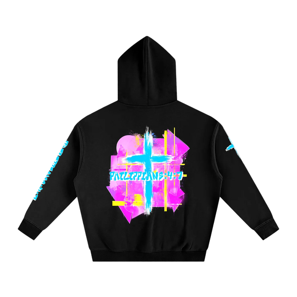unbothered Street Wear hoodie black back view