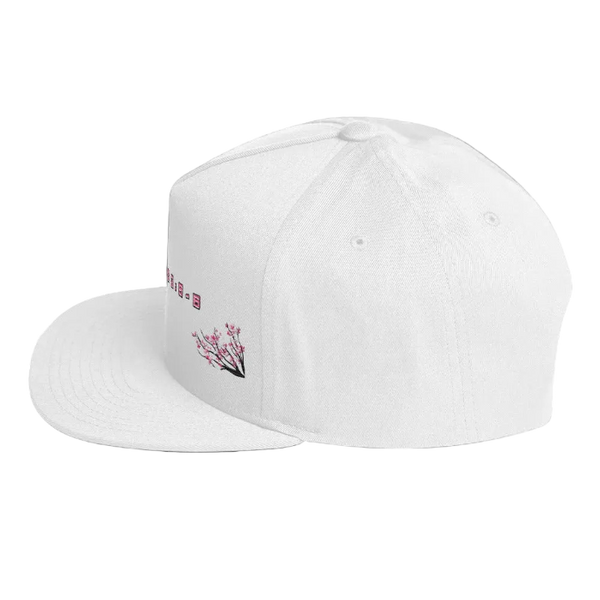 clarity street wear flat bill cap white right side view cherry blossom design