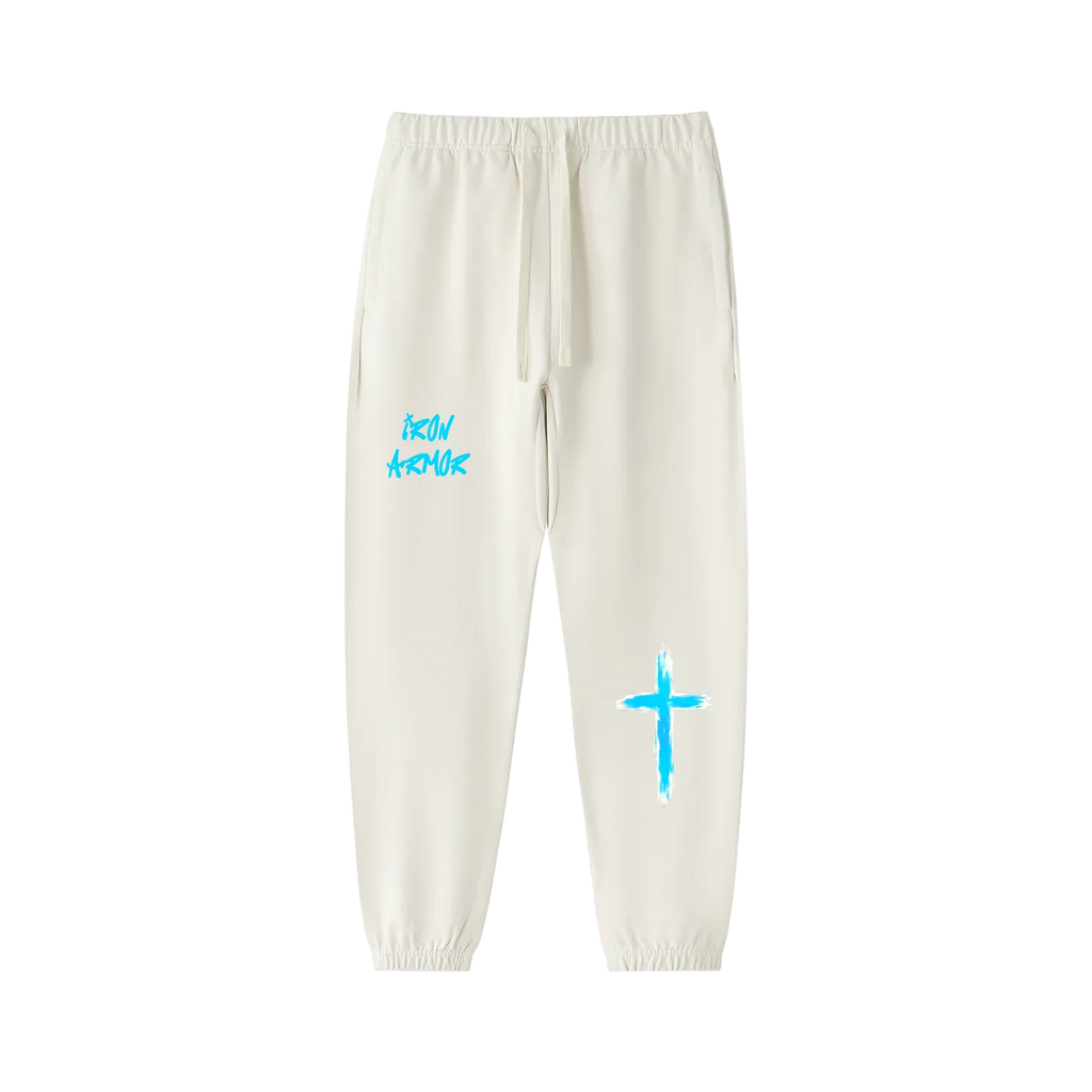 unbothered graffiti street wear sweat pants white front view